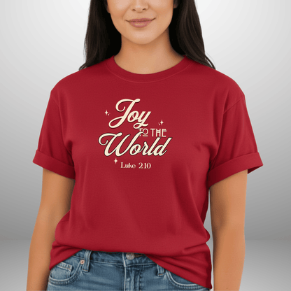 Joy to the World Shirt • Luke 2:10 Bible Verse Tee • Christian Christmas Comfort Colors 1717 • Faith Holiday Graphic Tee