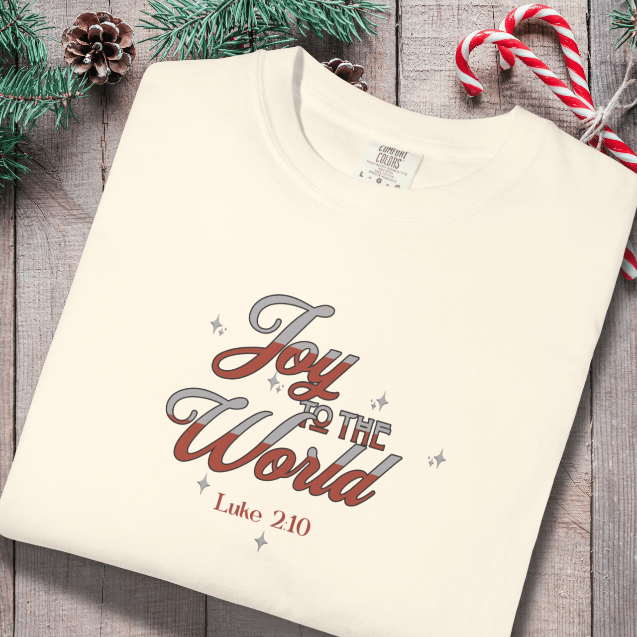 Joy to the World Shirt • Luke 2:10 Bible Verse Tee • Christian Christmas Comfort Colors 1717 • Faith Holiday Graphic Tee