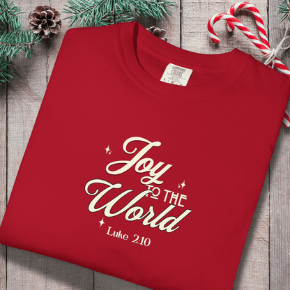 Joy to the World Shirt • Luke 2:10 Bible Verse Tee • Christian Christmas Comfort Colors 1717 • Faith Holiday Graphic Tee