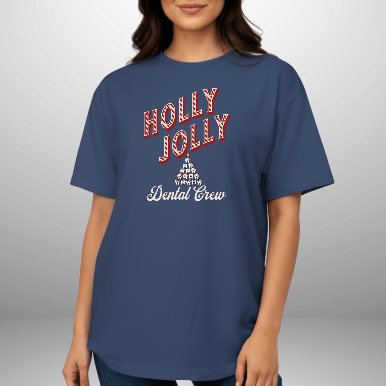 Holly Jolly Dental Crew Shirt | Comfort Colors 1717 | Christmas Dental Hygienist Tee | Holiday Dentist Office Shirt | Candy Cane Tooth Tree Design