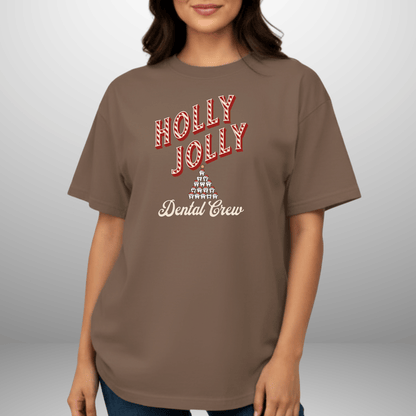 Holly Jolly Dental Crew Shirt | Comfort Colors 1717 | Christmas Dental Hygienist Tee | Holiday Dentist Office Shirt | Candy Cane Tooth Tree Design