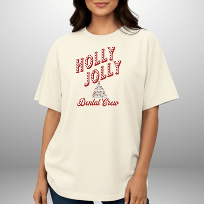 Holly Jolly Dental Crew Shirt | Comfort Colors 1717 | Christmas Dental Hygienist Tee | Holiday Dentist Office Shirt | Candy Cane Tooth Tree Design