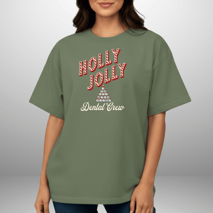 Holly Jolly Dental Crew Shirt | Comfort Colors 1717 | Christmas Dental Hygienist Tee | Holiday Dentist Office Shirt | Candy Cane Tooth Tree Design
