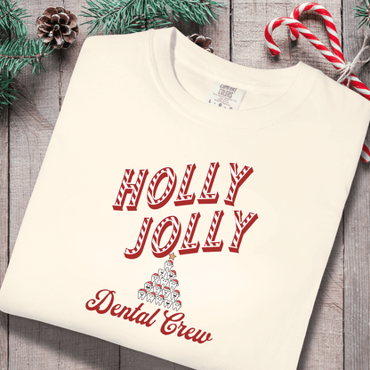 Holly Jolly Dental Crew Shirt | Comfort Colors 1717 | Christmas Dental Hygienist Tee | Holiday Dentist Office Shirt | Candy Cane Tooth Tree Design