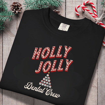 Holly Jolly Dental Crew Shirt | Comfort Colors 1717 | Christmas Dental Hygienist Tee | Holiday Dentist Office Shirt | Candy Cane Tooth Tree Design