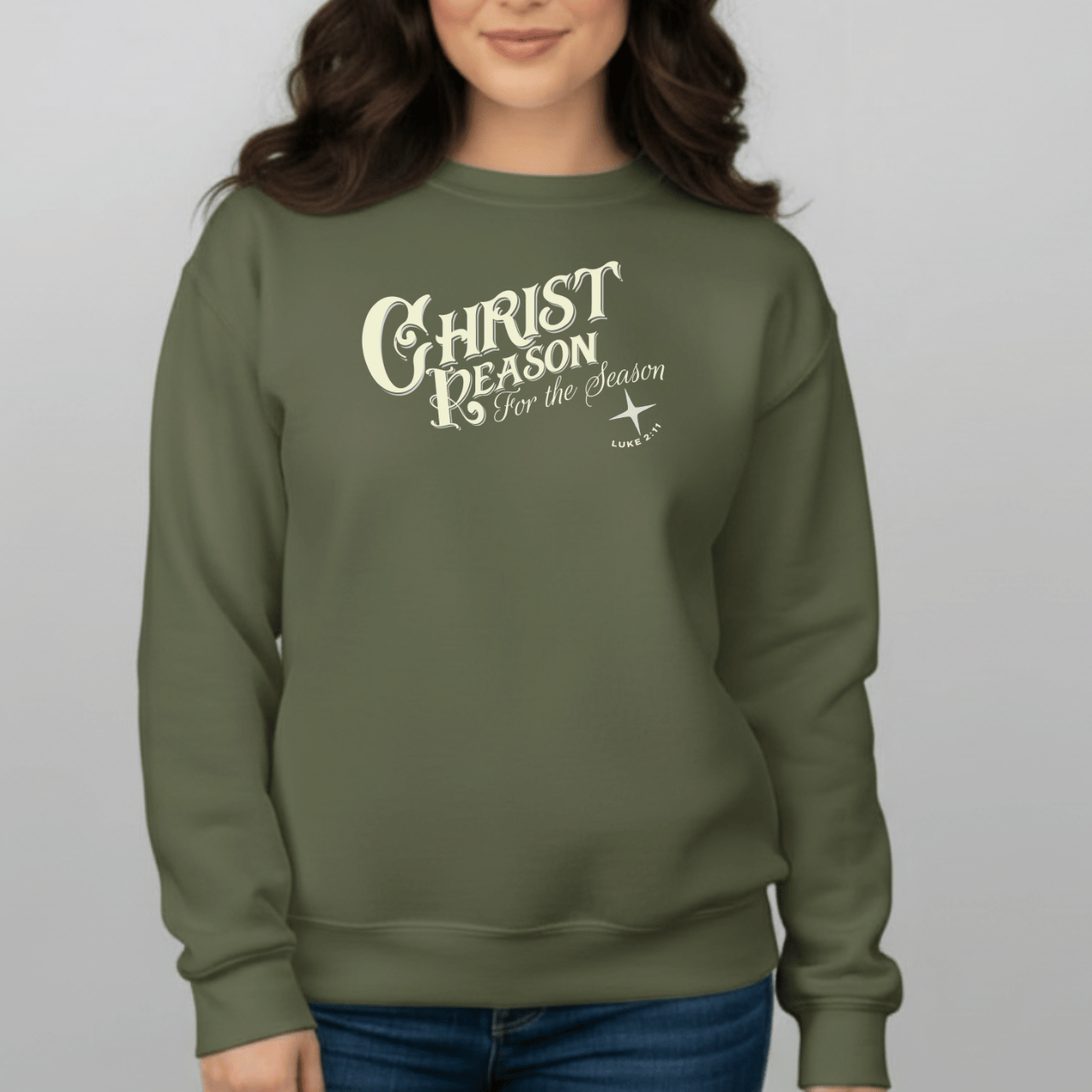 Christ Is the Reason for the Season Sweatshirt | Luke 2:11 | Christian Christmas Gildan 18000 Crewneck | Faith Holiday Sweater