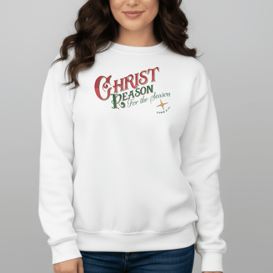 Christ Is the Reason for the Season Sweatshirt | Luke 2:11 | Christian Christmas Gildan 18000 Crewneck | Faith Holiday Sweater