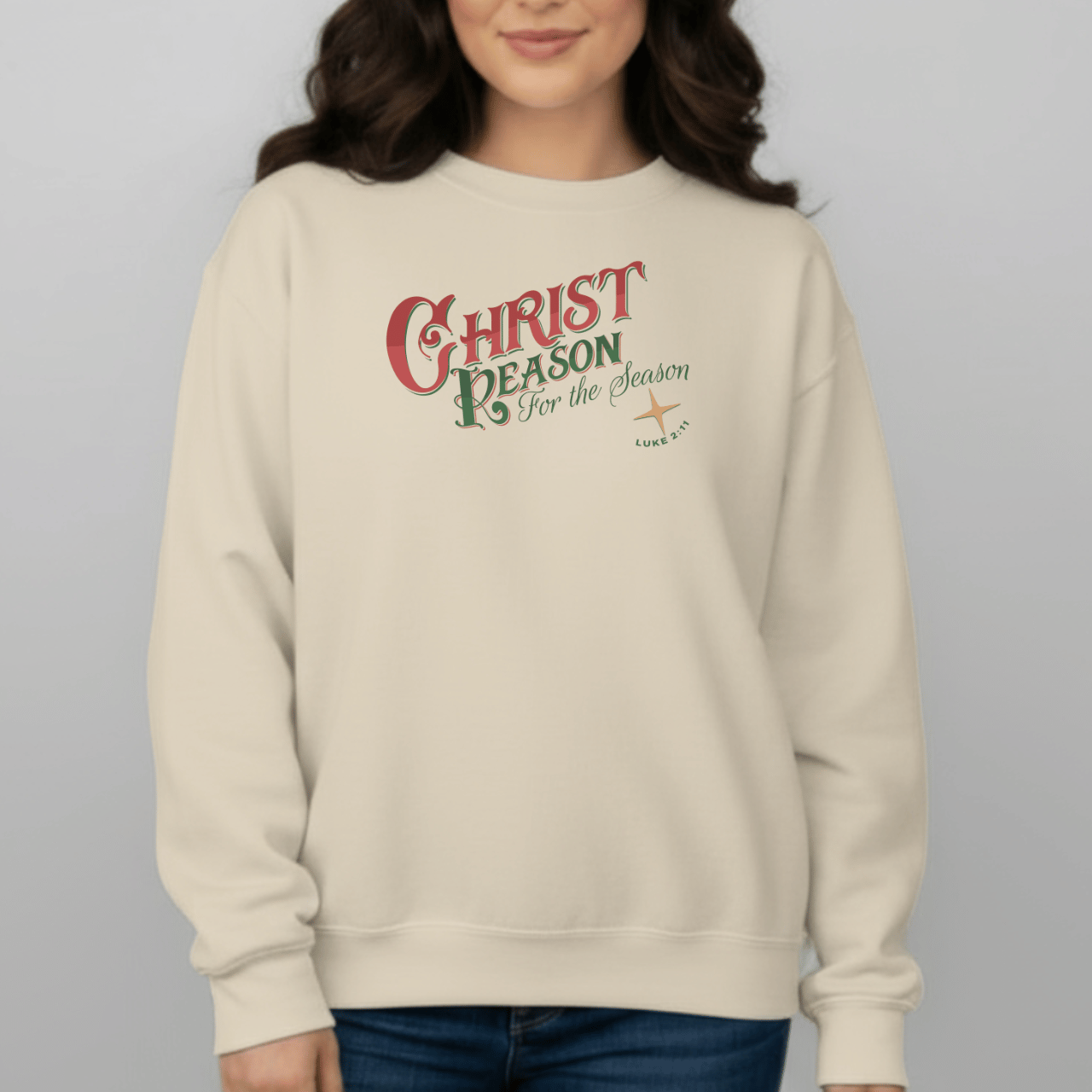Christ Is the Reason for the Season Sweatshirt | Luke 2:11 | Christian Christmas Gildan 18000 Crewneck | Faith Holiday Sweater