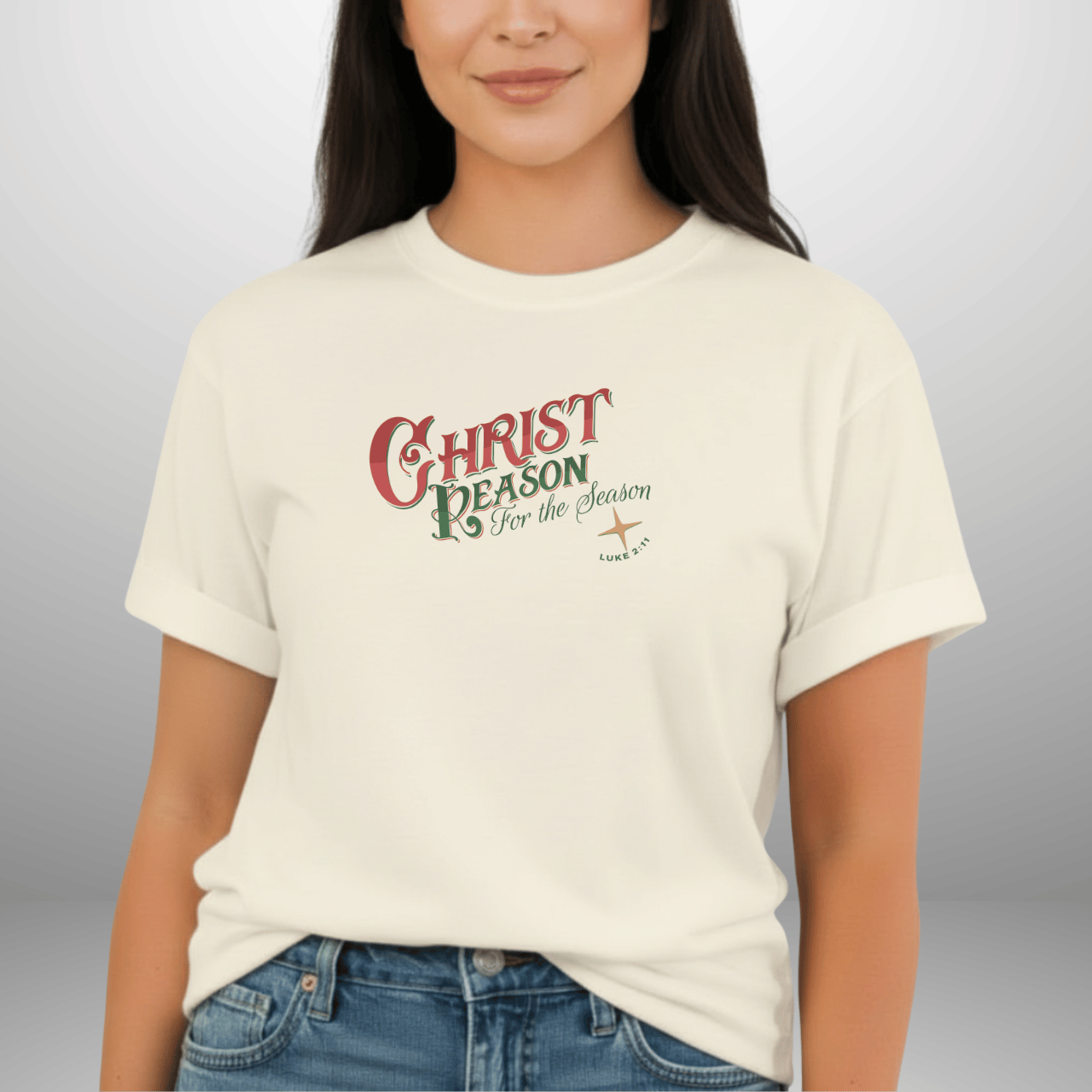 Christ Is the Reason for the Season Shirt – Luke 2:11 Christmas Christian Tee | Comfort Colors 1717 | Faith Holiday Shirt