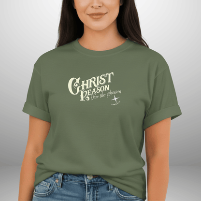 Christ Is the Reason for the Season Shirt – Luke 2:11 Christmas Christian Tee | Comfort Colors 1717 | Faith Holiday Shirt