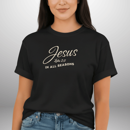 Jesus In All Seasons Shirt – Luke 2:11 Bible Verse Tee | Christian Comfort Colors 1717 | Faith Graphic Tee | Scripture Shirt for Believers