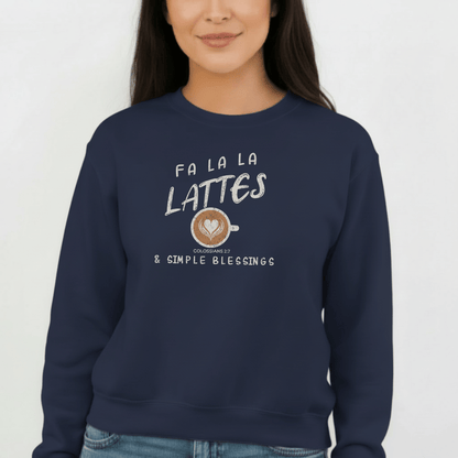Fa La La Lattes & Simple Blessings Sweatshirt – Colossians 2:7 Christian Coffee Crewneck | Faith Holiday Sweater | Gildan 18000