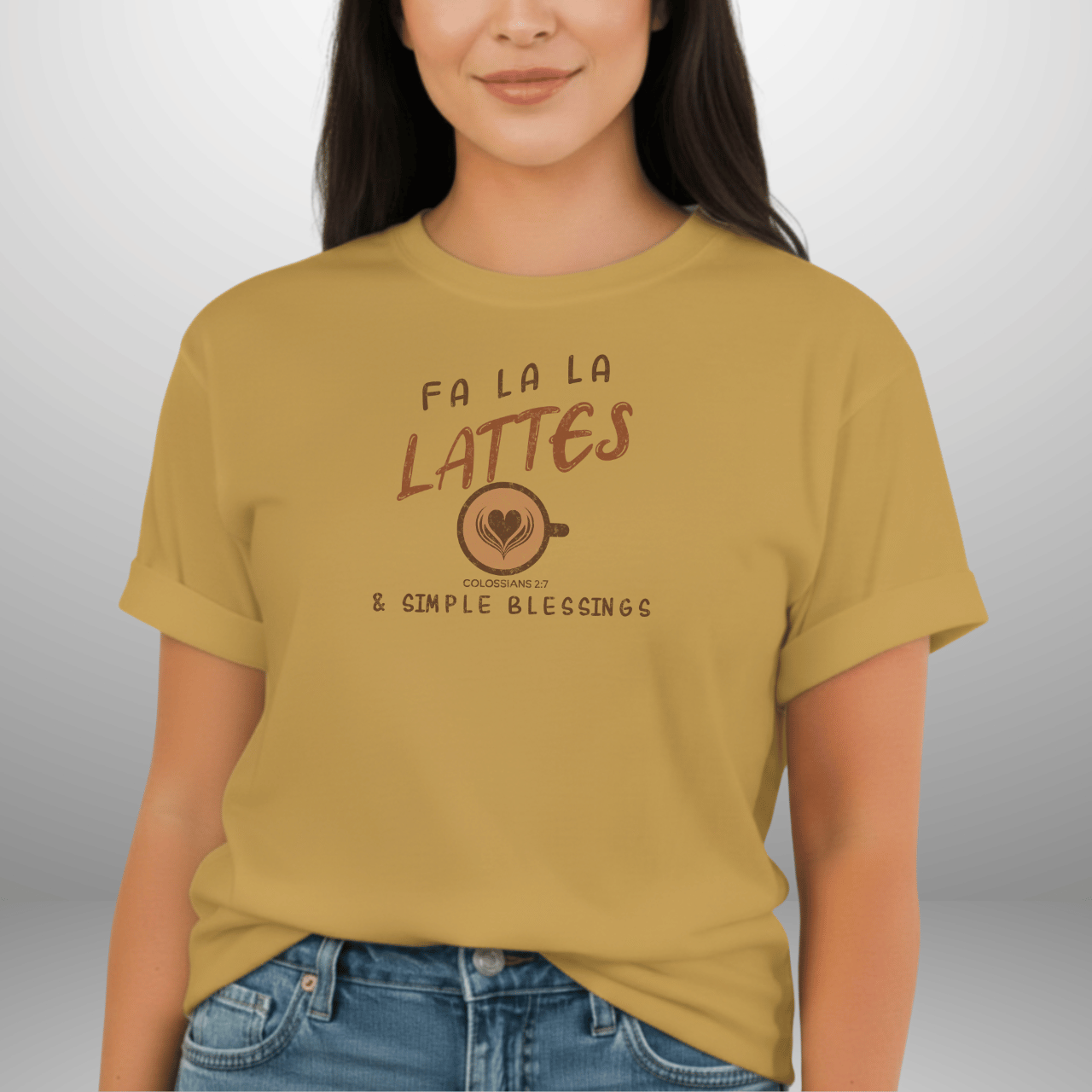 Fa La La Lattes & Simple Blessings Shirt • Colossians 2:7 Christian Coffee Tee • Faith Holiday Comfort Colors 1717 Graphic Shirt