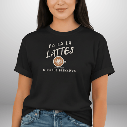 Fa La La Lattes & Simple Blessings Shirt • Colossians 2:7 Christian Coffee Tee • Faith Holiday Comfort Colors 1717 Graphic Shirt