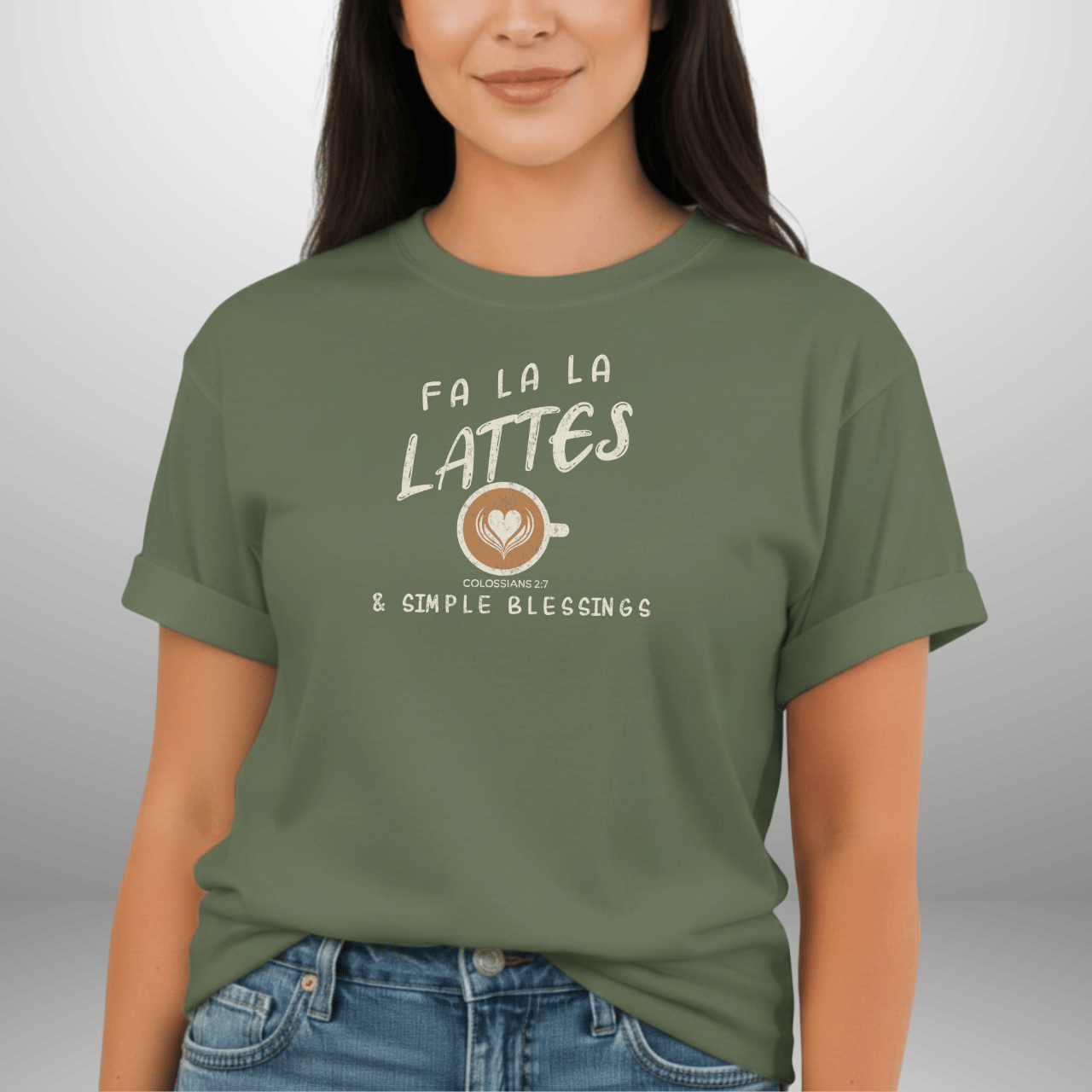 Fa La La Lattes & Simple Blessings Shirt • Colossians 2:7 Christian Coffee Tee • Faith Holiday Comfort Colors 1717 Graphic Shirt