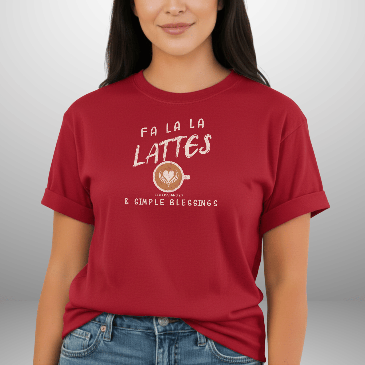 Fa La La Lattes & Simple Blessings Shirt • Colossians 2:7 Christian Coffee Tee • Faith Holiday Comfort Colors 1717 Graphic Shirt