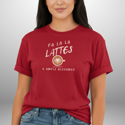 Fa La La Lattes & Simple Blessings Shirt • Colossians 2:7 Christian Coffee Tee • Faith Holiday Comfort Colors 1717 Graphic Shirt