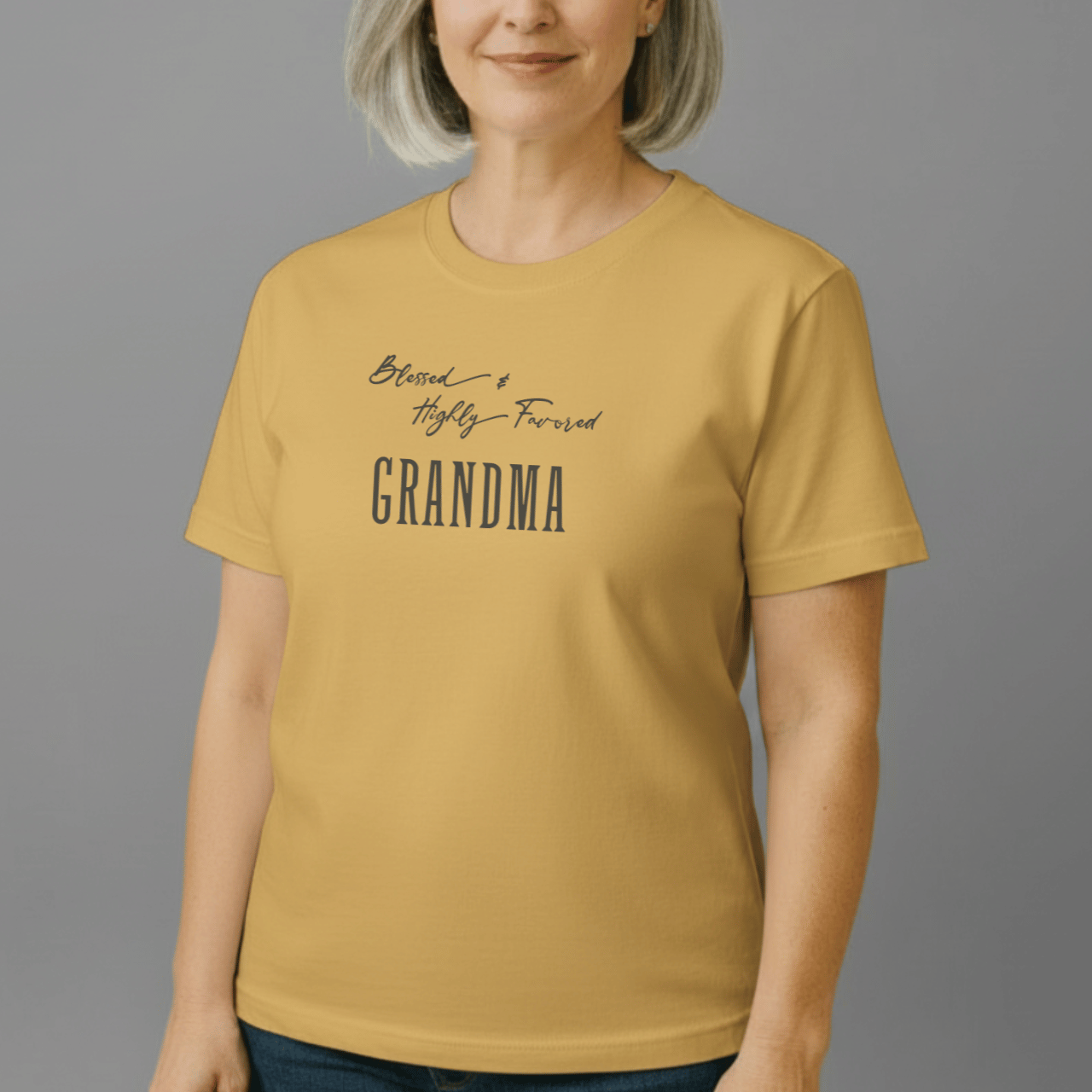 Blessed & Highly Favored Grandma Shirt | Comfort Colors 1717 | Christian Grandma Tee | Faith-Based Gift for Nana & Grandma