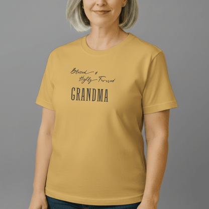 Blessed & Highly Favored Grandma Shirt | Comfort Colors 1717 | Christian Grandma Tee | Faith-Based Gift for Nana & Grandma