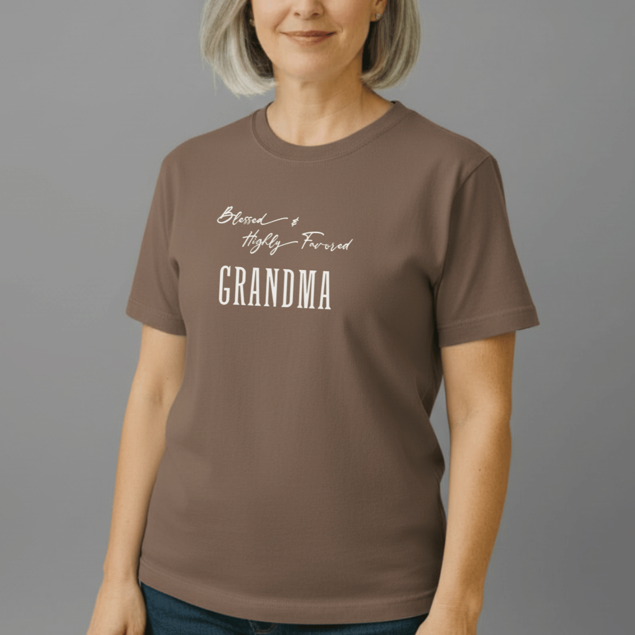 Blessed & Highly Favored Grandma Shirt | Comfort Colors 1717 | Christian Grandma Tee | Faith-Based Gift for Nana & Grandma