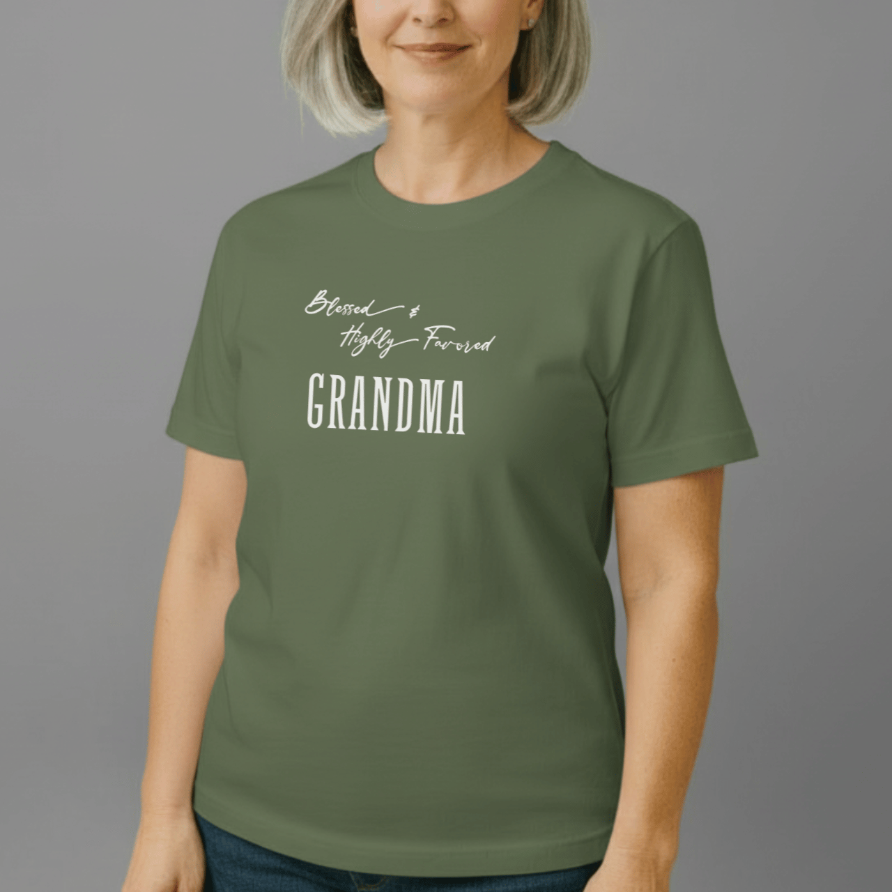 Blessed & Highly Favored Grandma Shirt | Comfort Colors 1717 | Christian Grandma Tee | Faith-Based Gift for Nana & Grandma