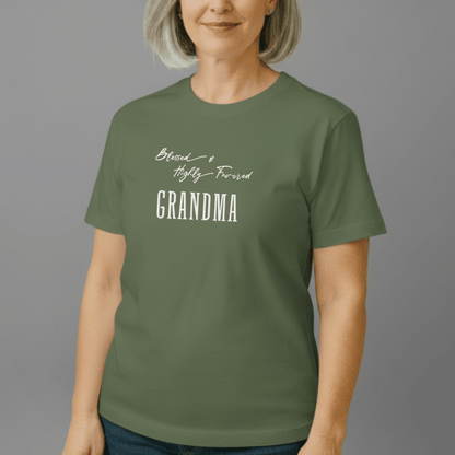 Blessed & Highly Favored Grandma Shirt | Comfort Colors 1717 | Christian Grandma Tee | Faith-Based Gift for Nana & Grandma