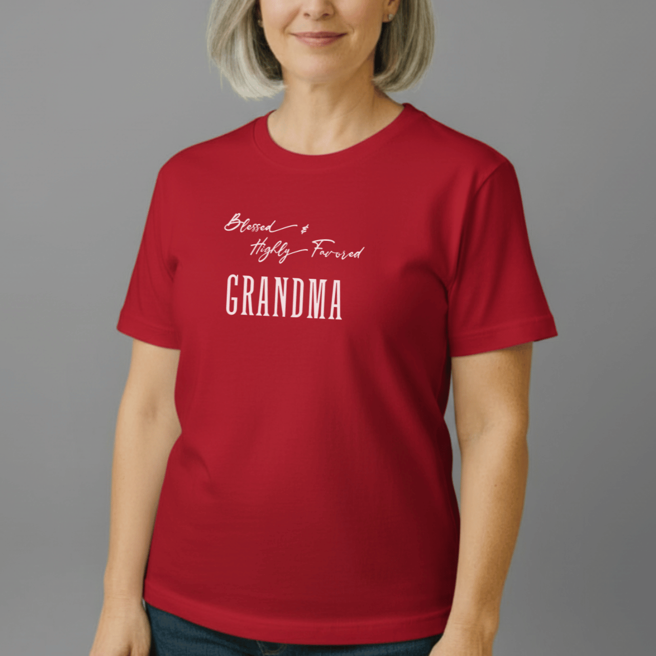 Blessed & Highly Favored Grandma Shirt | Comfort Colors 1717 | Christian Grandma Tee | Faith-Based Gift for Nana & Grandma