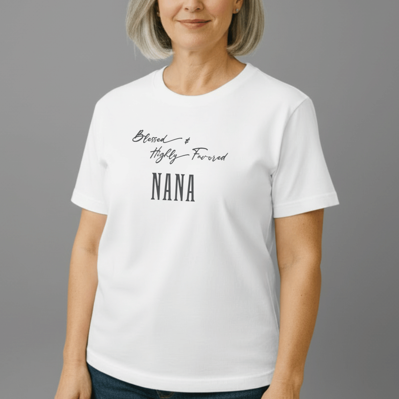 Blessed & Highly Favored Nana Shirt | Comfort Colors 1717 Tee | Christian Grandma Gift | Faith-Based Mother’s Day Shirt | Nana T-Shirt