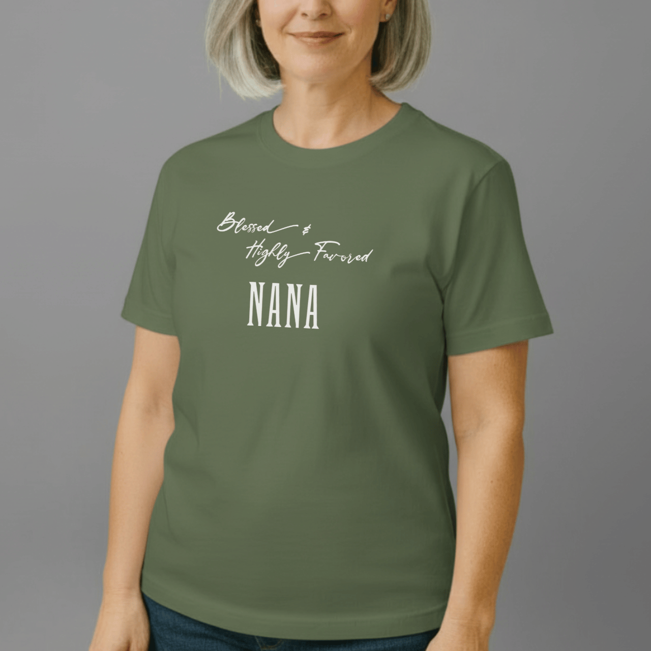 Blessed & Highly Favored Nana Shirt | Comfort Colors 1717 Tee | Christian Grandma Gift | Faith-Based Mother’s Day Shirt | Nana T-Shirt