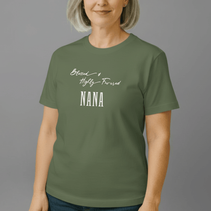 Blessed & Highly Favored Nana Shirt | Comfort Colors 1717 Tee | Christian Grandma Gift | Faith-Based Mother’s Day Shirt | Nana T-Shirt