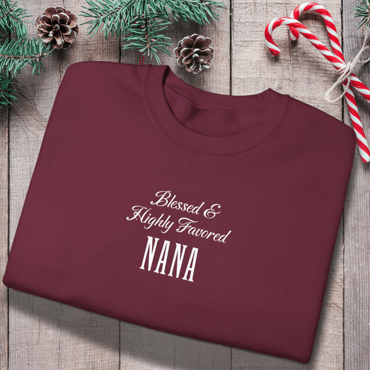 Blessed & Highly Favored Nana Sweatshirt | Christian Nana Crewneck | Gildan 18000 | Faith-Based Grandma Gift | Inspirational Christian Apparel