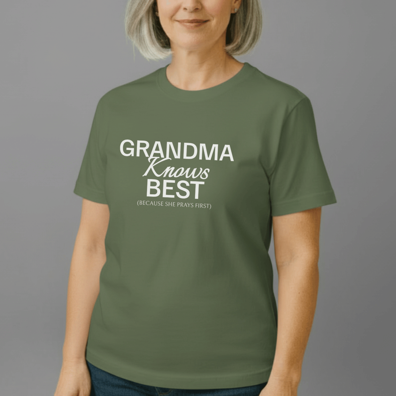 Grandma Knows Best Tee Because She Prayers First | Comfort Colors 1717 | Faith-Inspired Grandma Shirt | Christian Gift for Nana & Grandma