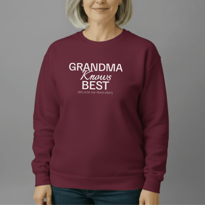 Grandma Knows Best Sweatshirt | Faith-Inspired Grandma Crewneck | Prayerful Grandma Gift | Gildan 18000