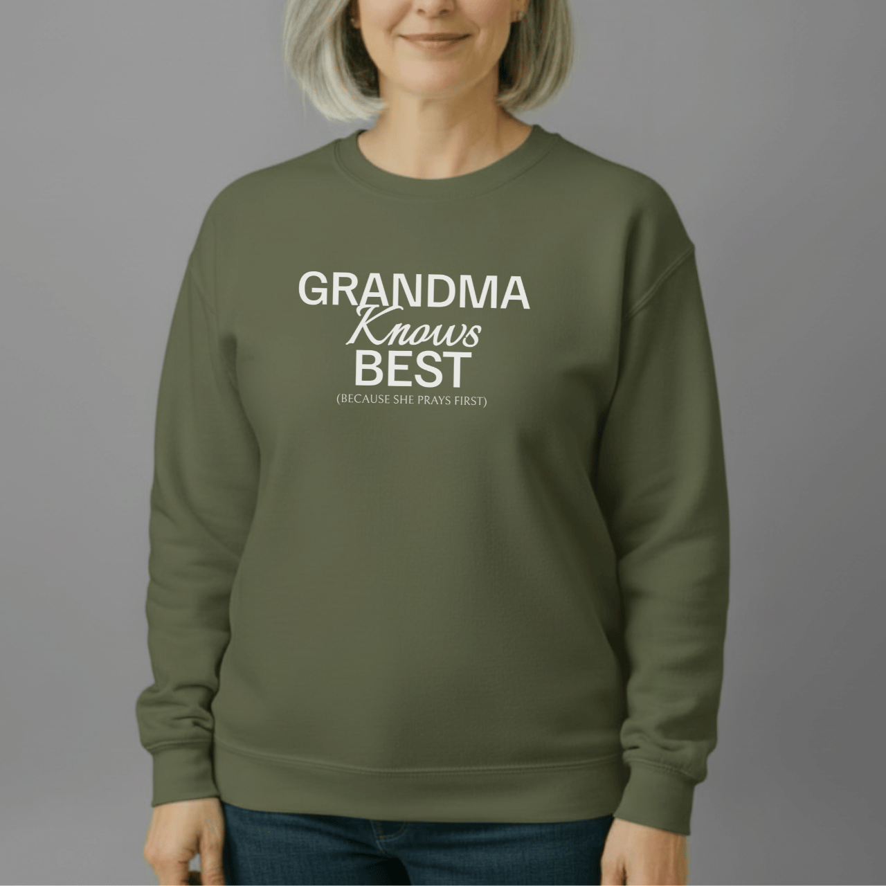 Grandma Knows Best Sweatshirt | Faith-Inspired Grandma Crewneck | Prayerful Grandma Gift | Gildan 18000