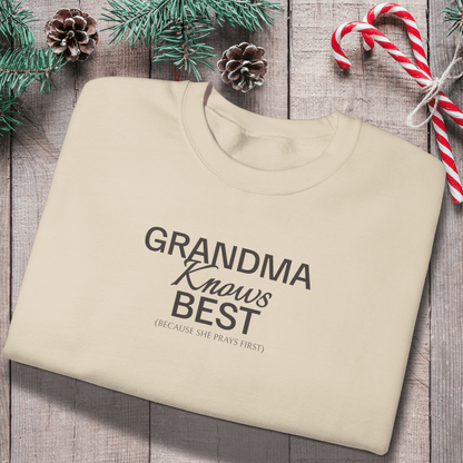 Grandma Knows Best Sweatshirt | Faith-Inspired Grandma Crewneck | Prayerful Grandma Gift | Gildan 18000