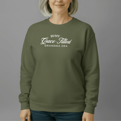 In My Grace-Filled Grandma Era Sweatshirt | Gildan 18000 | Christian Grandma Crewneck | Faith Gift for Grandma | Grace Era Sweater