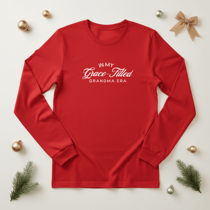 In My Grace-Filled In My Grace Filled Grandma Era Long Sleeve Shirt | Bella + Canvas 3501 | Christian Grandma Tee | Faith Grandma Gift | Grace Filled Era Top