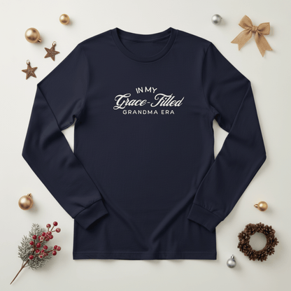 In My Grace-Filled In My Grace Filled Grandma Era Long Sleeve Shirt | Bella + Canvas 3501 | Christian Grandma Tee | Faith Grandma Gift | Grace Filled Era Top
