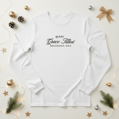In My Grace-Filled In My Grace Filled Grandma Era Long Sleeve Shirt | Bella + Canvas 3501 | Christian Grandma Tee | Faith Grandma Gift | Grace Filled Era Top