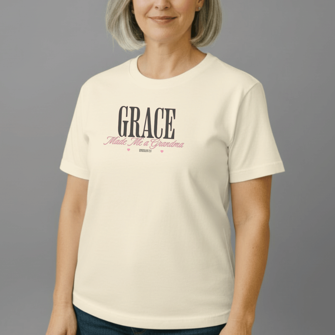 Grace Made Me a Grandma Shirt | Ephesians 2:8 Tee | Christian Grandma Gift | Comfort Colors 1717 | Faith Family Shirt