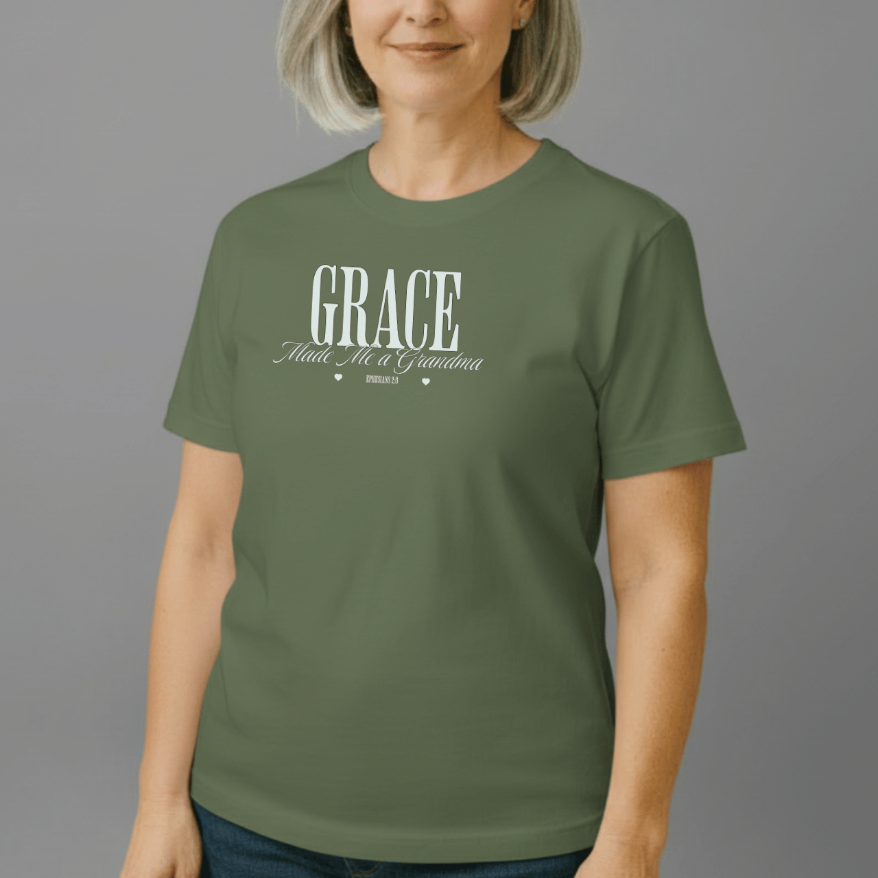 Grace Made Me a Grandma Shirt | Ephesians 2:8 Tee | Christian Grandma Gift | Comfort Colors 1717 | Faith Family Shirt