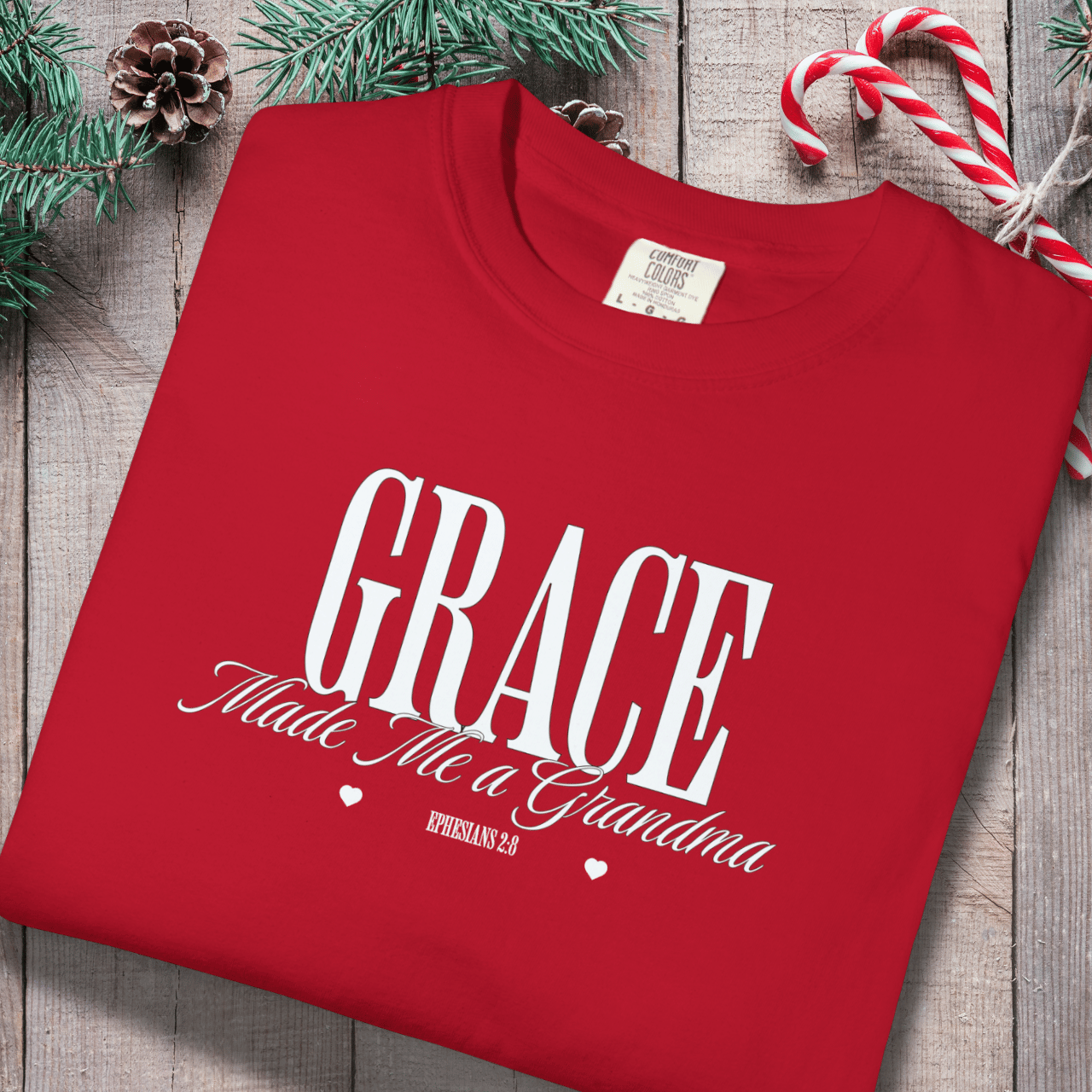 Grace Made Me a Grandma Shirt | Ephesians 2:8 Tee | Christian Grandma Gift | Comfort Colors 1717 | Faith Family Shirt