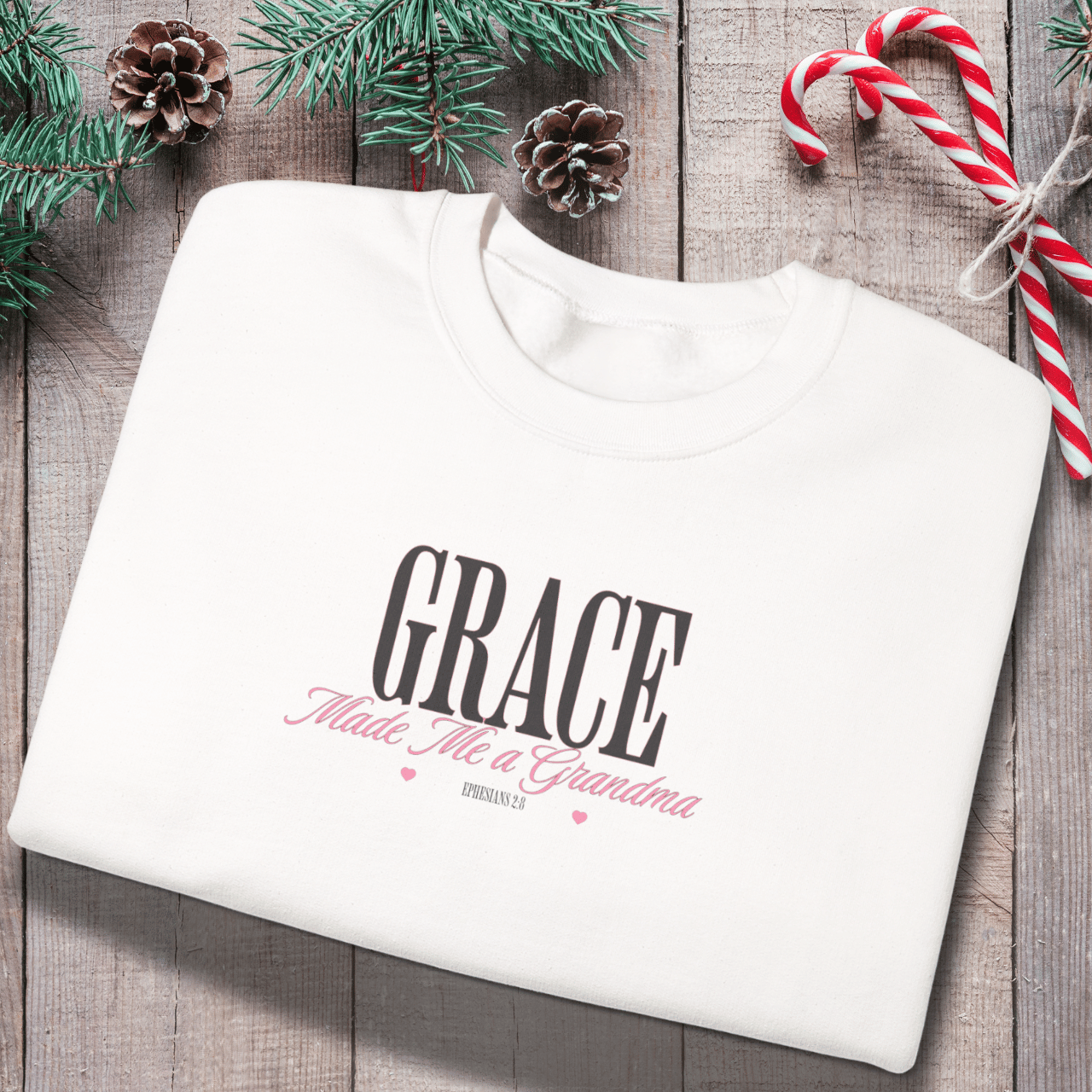 Grace Made Me a Grandma Sweatshirt | Ephesians 2:8 Scripture Crewneck | Christian Grandma Gift | Gildan 18000