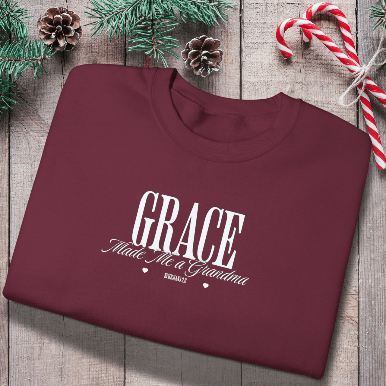 Grace Made Me a Grandma Sweatshirt | Ephesians 2:8 Scripture Crewneck | Christian Grandma Gift | Gildan 18000
