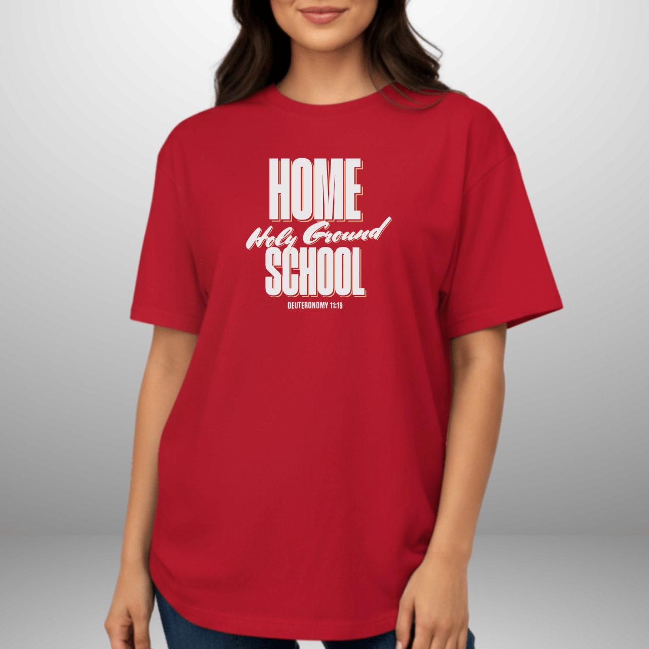 Home Holy Ground School Tee | Comfort Colors 1717 Christian Student Shirt | Deuteronomy 11:19 Faith Study Tee