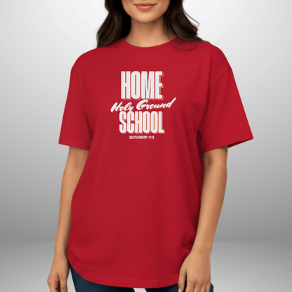Home Holy Ground School Tee | Comfort Colors 1717 Christian Student Shirt | Deuteronomy 11:19 Faith Study Tee