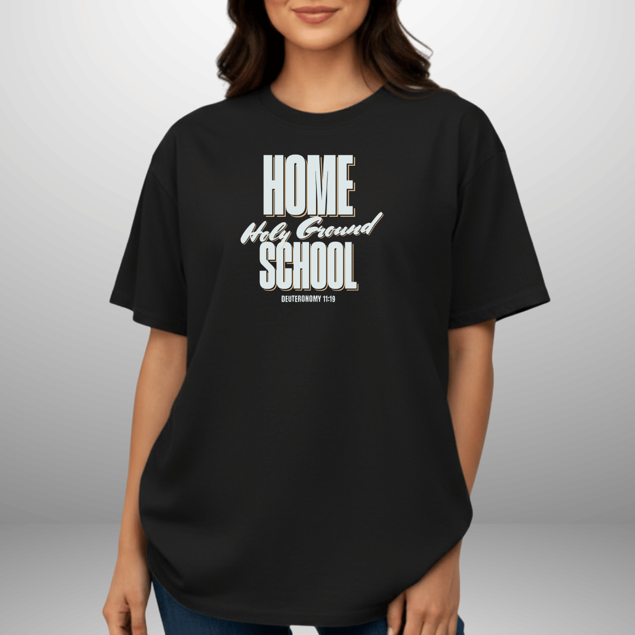 Home Holy Ground School Tee | Comfort Colors 1717 Christian Student Shirt | Deuteronomy 11:19 Faith Study Tee