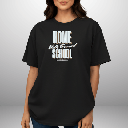 Home Holy Ground School Tee | Comfort Colors 1717 Christian Student Shirt | Deuteronomy 11:19 Faith Study Tee
