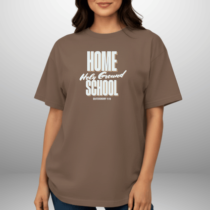 Home Holy Ground School Tee | Comfort Colors 1717 Christian Student Shirt | Deuteronomy 11:19 Faith Study Tee