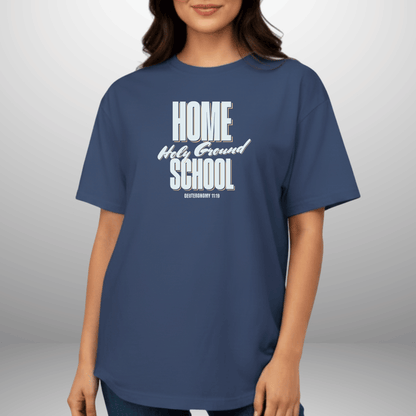 Home Holy Ground School Tee | Comfort Colors 1717 Christian Student Shirt | Deuteronomy 11:19 Faith Study Tee